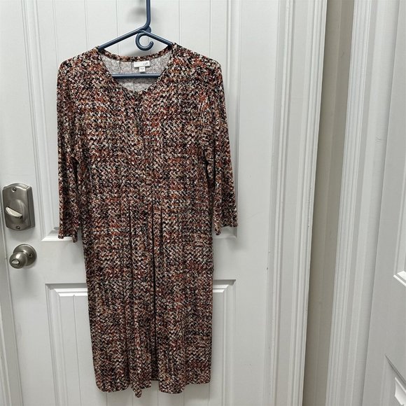 J. Jill Dresses & Skirts - J Jill Dress Flowy Pleated Size Small NEW Geometric Button Front Rayon